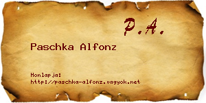 Paschka Alfonz névjegykártya